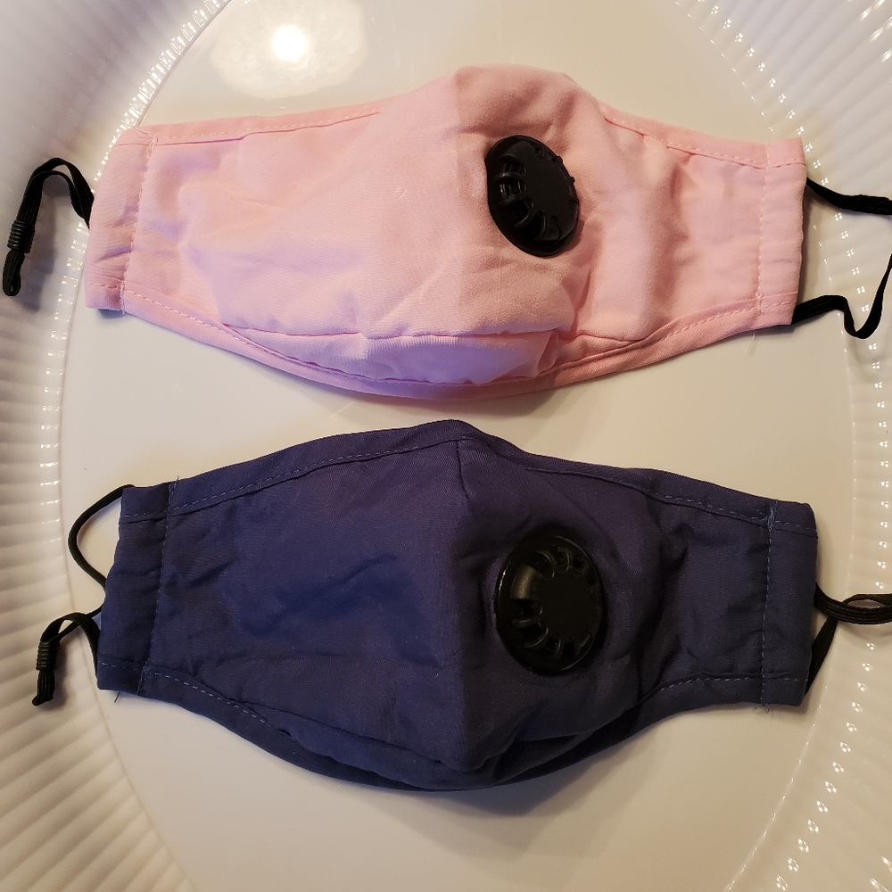 Face Mask Set of 2 with Filter Pocket & Breathing Valve
